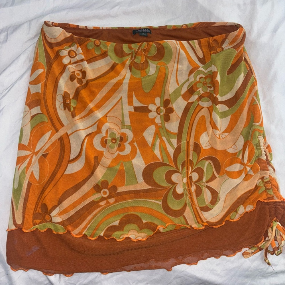 Wild Fable Orange and Green Patterned Skirt